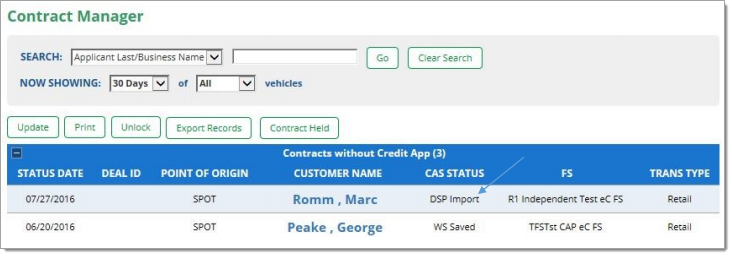 Advent eContracting Integration Screen Shot