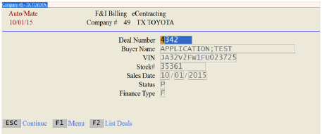 AutoMate eContracting Integration Screen Shot