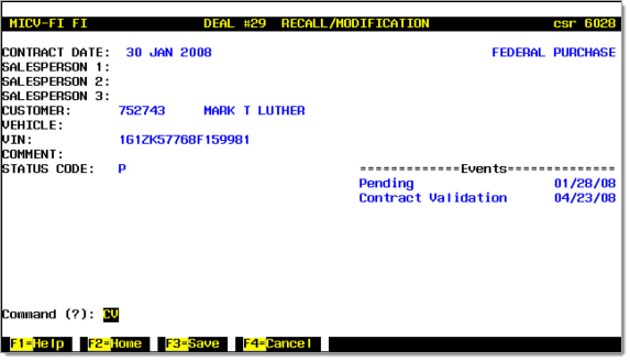 CDK eContracting Integration Screen Shot
