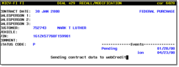 CDK eContracting Integration Screen Shot