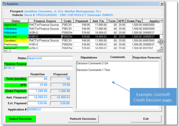 ComSoft Integration Screen Shot