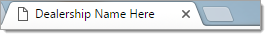 A close-up of a browser tab, which is labeled “Dealership Name Here”.