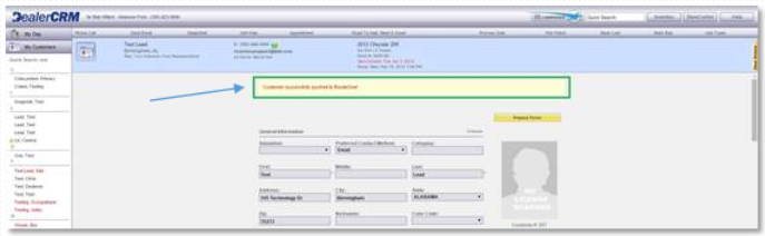 DealerCRM Integration Screen Shot