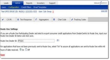 DealerCentric Integration Screen Shot
