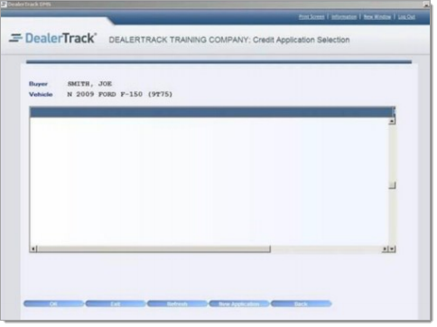 DealerTrack Integration Screen Shot
