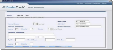 DealerTrack Integration Screen Shot