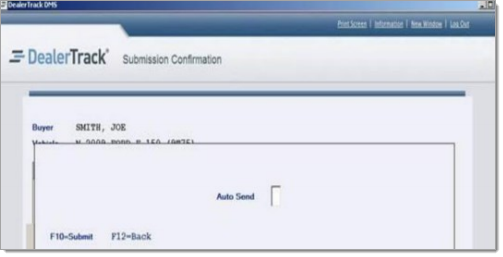 DealerTrack Integration Screen Shot