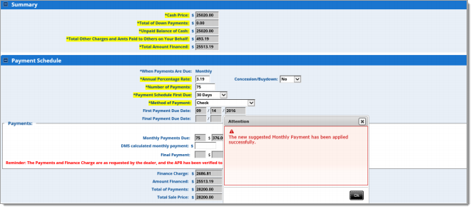 DealerTrack eContracting Integration Screen Shot