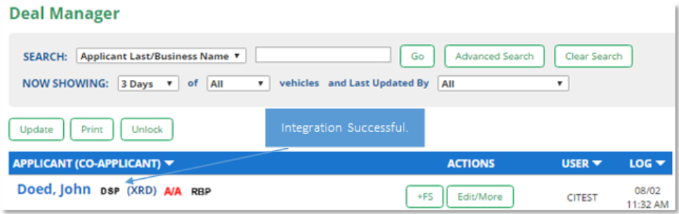 DriveCentric Integration Screen Shot