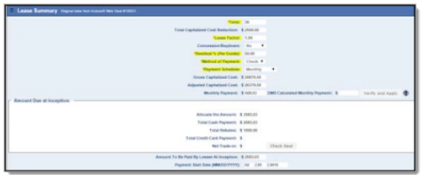 Flex F&I Integration Screen Shot