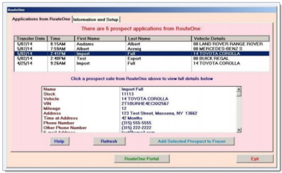 Frazer Integration Screen Shot