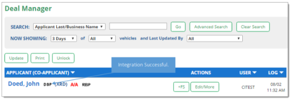 Grapevine Integration Screen Shot