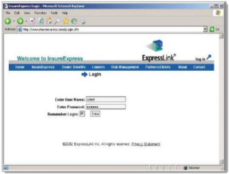 InsureExpress Integration Screen Shot