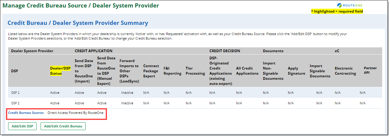 Box around the added ‘Credit Bureau Source.’ 