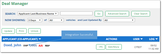 MaximTrak Integration Screen Shot