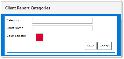 A cropped view of the new category field in the ‘Client Report Categories’ panel.