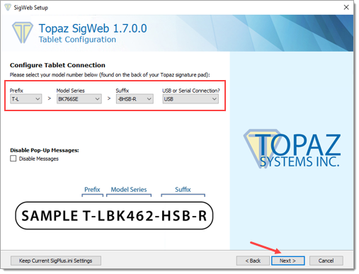 Select tablet configuration details and click the ‘Next’ button. Select tablet configuration details and click the ‘Next’ button.