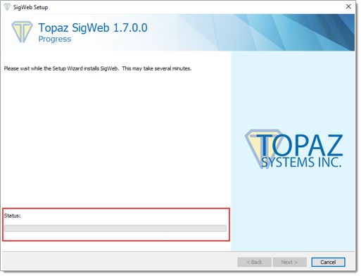 Box around installation Status bar Box around installation Status bar