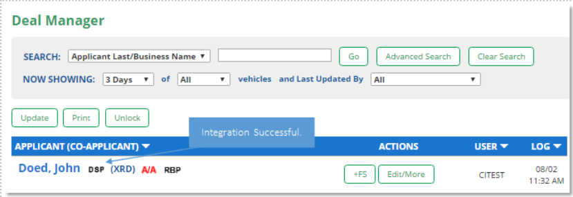 Reynolds & Reynolds ERA Integration Screen Shot