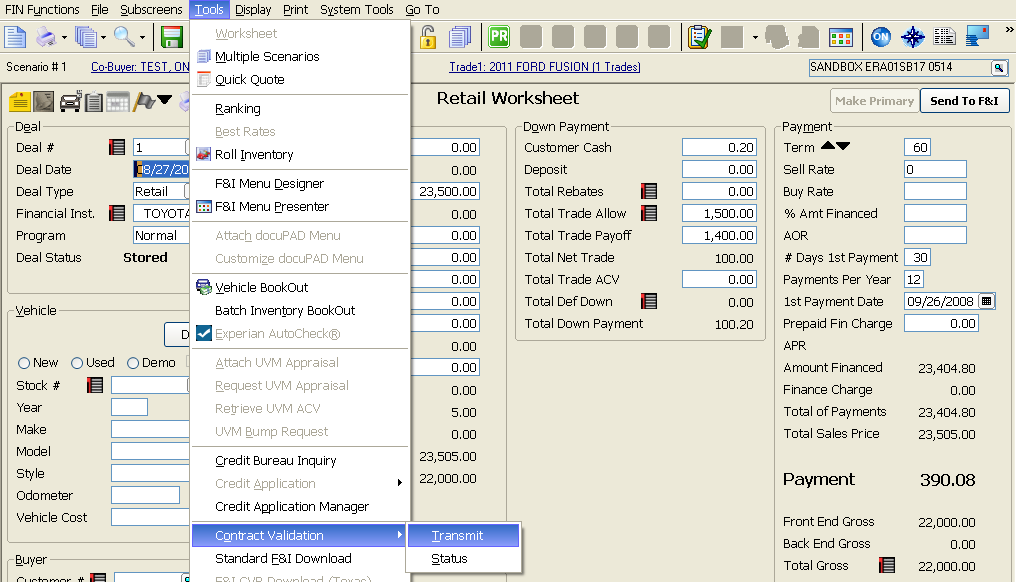 Reynolds & Reynolds IGNITE eContracting Integration Screen Shot