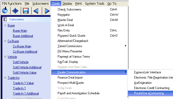 Reynolds & Reynolds POWER eContracting Integration Screen Shot