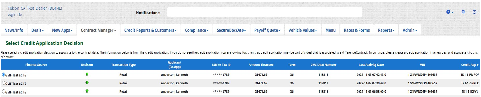 Tekion User Guide showing list of Finance Sources