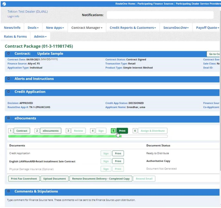 Contract Package indicating Assign & Distribute button