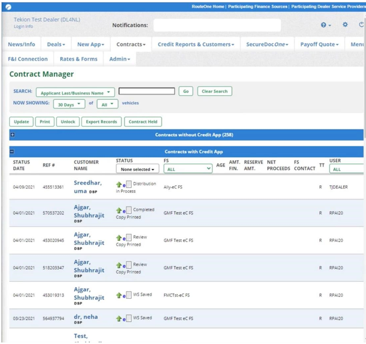 Distribution in Process status in Contract Manager