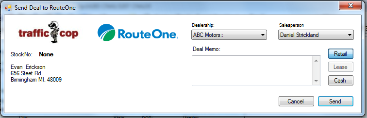 Traffic COP Integration Screen Shot
