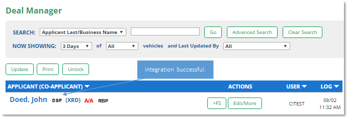 Traffic COP Integration Screen Shot