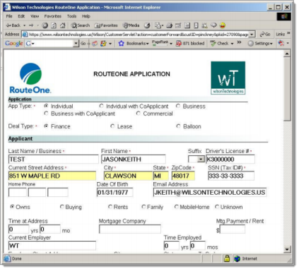 Wilson Technologies Integration Screen Shot