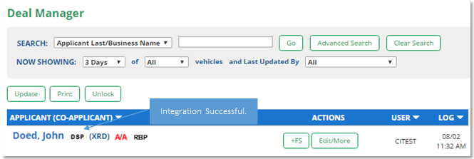 eLEND Integration Screen Shot